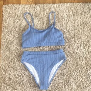 Blue ripped high waisted swimsuit